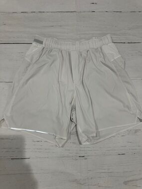 lululemon athletica White Men's Athletic Shorts with Reflective Trim small
